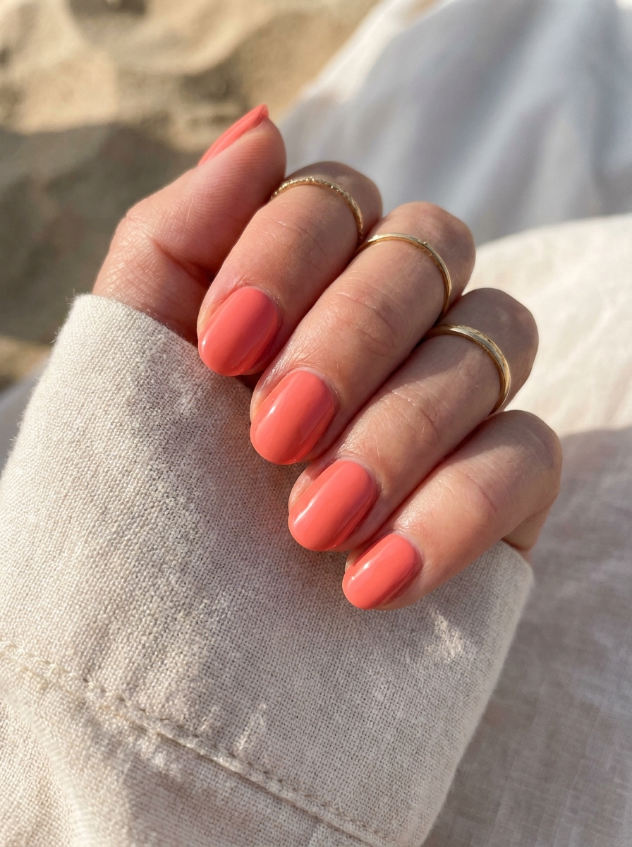 Coral Short Nails als Einfache Nageldesigns Sommer Inspiration 2026
